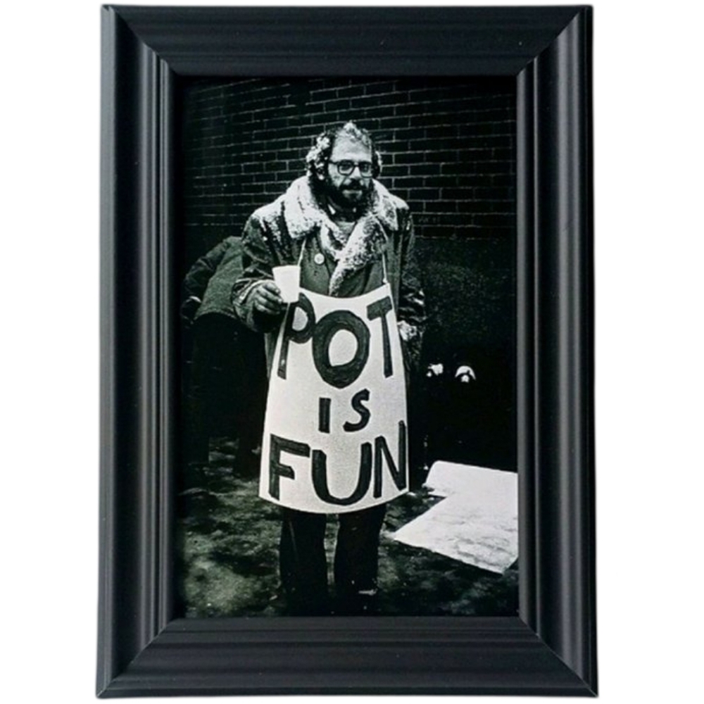 POT IS FUN Funny Vintage 70s Hippie Man holding sign in the  Snow Retro Gypsy